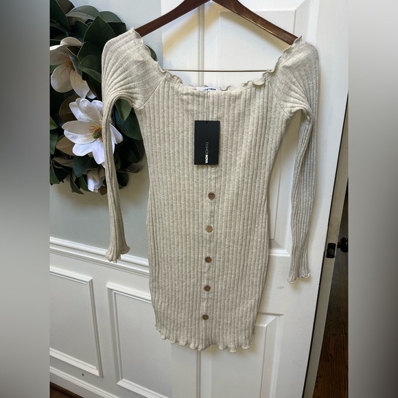 Fashion Nova Scalloped Cream Dress - Picture 3 of 10